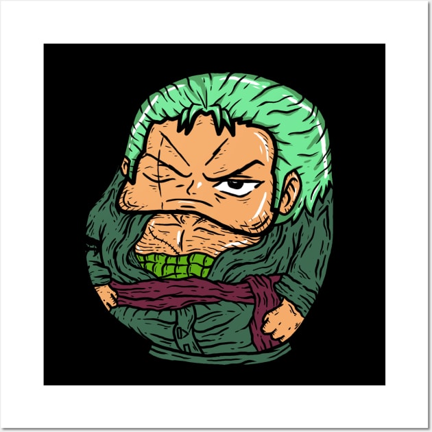 Zoro in daruma shape Wall Art by Shankara